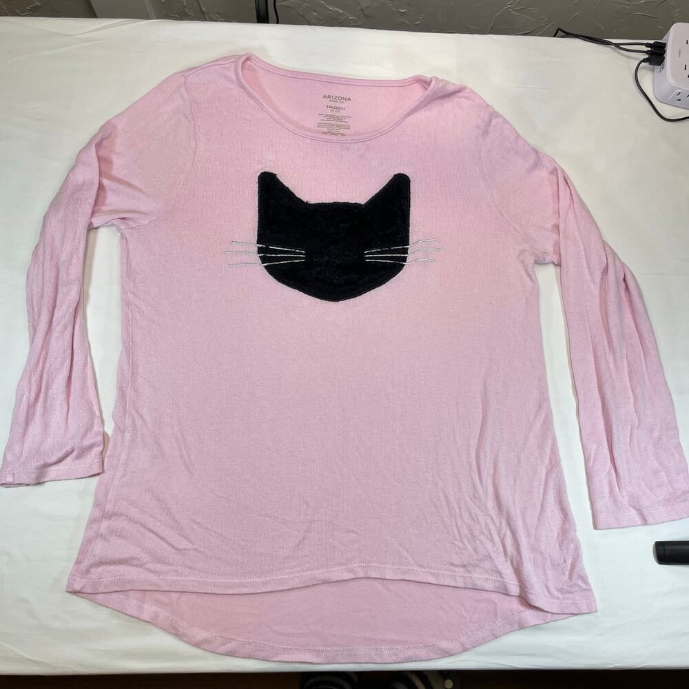 Arizona Black Cat Pink Plus Size Women's 3XL Pullover Loungewear Cozy Comfy